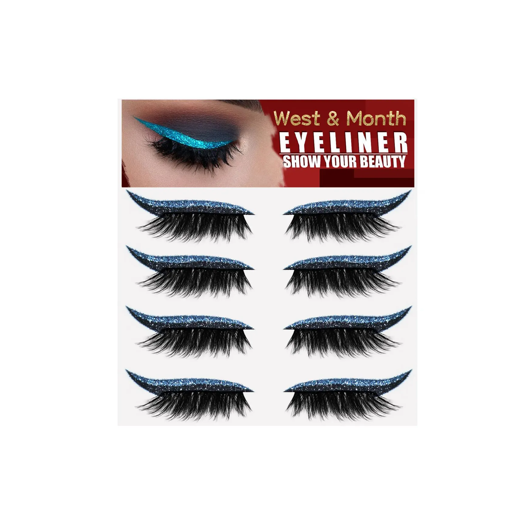 4 çift kirpik göz kalemi makyaj kendinden yapışkanlı jel şerit Eyeliner etiketler yanlış eyelashes