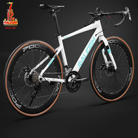 Vélo de route en vente directe d'usine pour adultes, hommes, femmes, étudiants, en alliage d'aluminium, double frein à disque, 16-30 vitesses, fourche à ressort, suspension