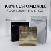 YOUYI Sachet de café personnalisé à huit soudures latérales, qualité alimentaire, finition mate, fermeture éclair refermable, valve unidirectionnelle pour 10oz