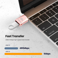 Nouvel adaptateur OTG Type-C vers USB 3.0 avec lecteur de carte à lumière LED et convertisseur de charge pour voiture pour téléphone/tablette, clé USB, souris