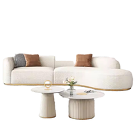 Kreatives Design Luxuriöser Stil Modernes Gebogenes Bouclé-Sofa Stoffcouch Weiße Sektionale Lounge-Sitzgruppe für Wohnzimmer Hotel Villa