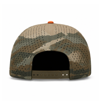 Casquette de baseball extérieure 5 panneaux camouflage avec patch PVC personnalisé, perforée, en maille, découpée au laser, imperméable, vente en gros