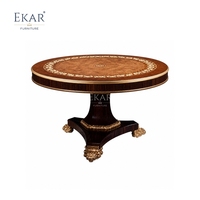 Aurelian Burl &amp;   Table à manger ronde sur piétement |   Table trépied dorée néoclassique française de luxe - EKAR