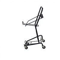 Chariot à paniers en acier avec roues lisses de 3 pouces, mouvement flexible, léger, construction robuste, zingué et thermolaqué