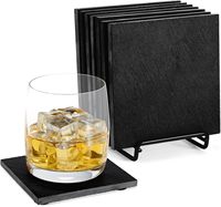 Ensemble de sous-verres modernes en ardoise écologiques avec logo personnalisé, faible MOQ, vente en gros pour restaurants, maisons, mariages, tapis de table chauffants