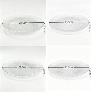 Assiette en verre transparent gaufré à motif quadrillé, assiette de présentation ronde décorative, assiette de décoration de table pour mariage et usage domestique - Product Image 5