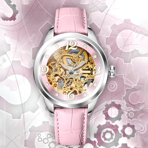 นาฬิกาข้อมือผู้หญิงแบรนด์แท้ หนังแท้สีขาว หรูหรา สายสแตนเลส สตีล ระบบออโตเมติก เครื่องจักรกล - Product Image 2