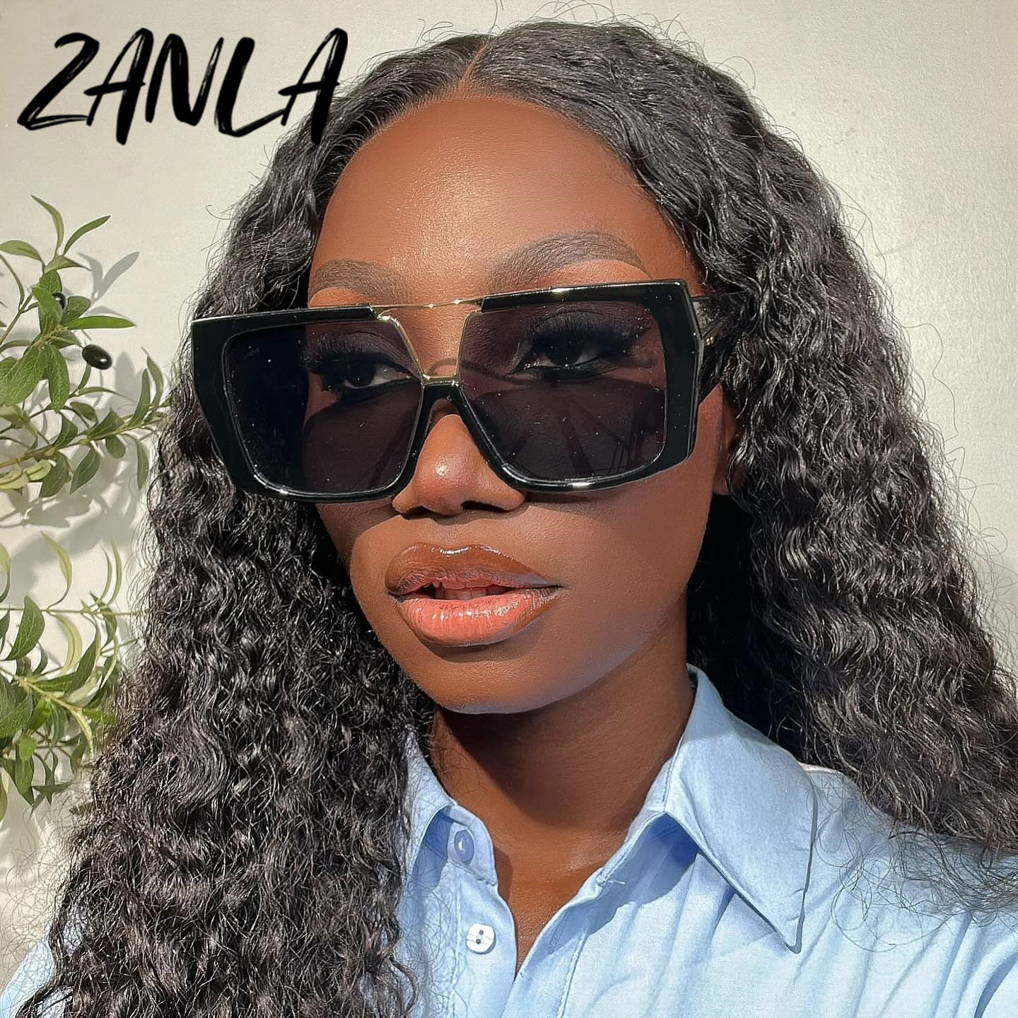 2024 New Double Beam Square Frame Sunglasses Classic Black