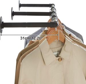 70 Inch Industrial Pipe <strong>Clothes</strong> Bar Rack <strong>Wall</strong> Mounted Garment Hanging Storage <strong>Rail</strong> for Bedroom Living Room Laundry Room - Product Image 5