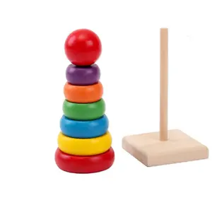 Factory direct sales puzzle wooden kids rainbow stacked toys