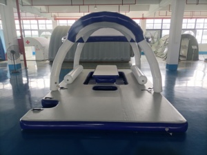厂价充气浮动派对平台带巴纳帐篷度假村充气塑料浮动水上平台 - Product Image 6