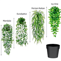 Plantes suspendues artificielles en pot, fausses vignes d'eucalyptus Mandala, verdure pour la décoration intérieure et extérieure, maison, bureau, étagère, mur