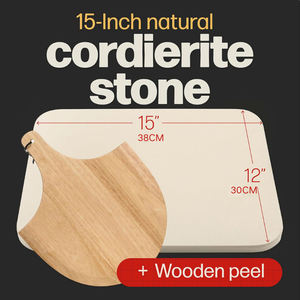 Logo personnalisé Pierres à pâtisserie multifonctions Pierre à <span class=keywords><strong>pizza</strong></span> rectangulaire naturelle réfractaire avec pelle à <span class=keywords><strong>pizza</strong></span> en chêne pour four à <span class=keywords><strong>pizza</strong></span> - Product Image 2