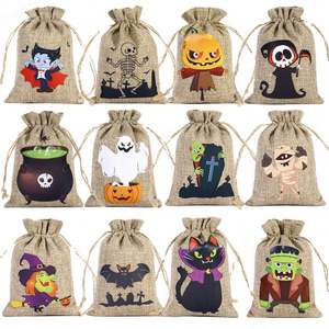 Bolsa de Lino con Cordón para Niños, Diseño de Calabaza y Fantasma, para Guardar Dulces, Suministros para Fiestas de Halloween, Paquete de Regalo Promocional, Novedad 2025 - Product Image 2