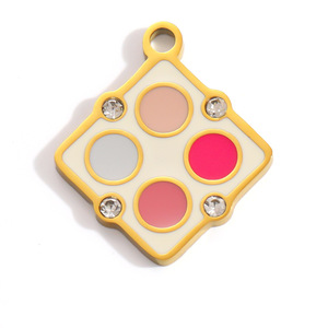 Pulsera de dijes de esmalte con diseño de dibujos animados, chapada en oro, de acero inoxidable, con dijes de corazón y lápiz labial, accesorios de joyería para mujer - Product Image 2