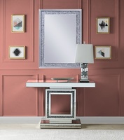2022 Table Console miroir de luxe en forme de demi-lune Table de couloir Konsole classique avec miroir mural rond pour hôtel à la maison