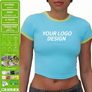<span class=keywords><strong>T</strong></span>-<span class=keywords><strong>shirt</strong></span> décontracté pour <span class=keywords><strong>femme</strong></span>, style Y2K, manches courtes, coupe ajustée, col ras du cou, broderie de lettres, streetwear, personnalisable avec logo OEM - Product Image 1