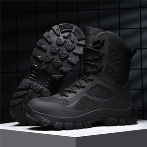 DSF66 Men Khaki Mesh High Top Tactical <b>Boots</b> Breathable All Seasons Outdoor <b>Hiking</b> Duty Shoes - Product Image 3