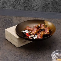 Plateau de service rond en marbre de luxe, finition chocolat cuivré, pour usage domestique