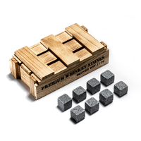Pierres à whisky réutilisables en granit, écologiques, avec logo personnalisé, boîte en bois pour whisky, vodka, tequila
