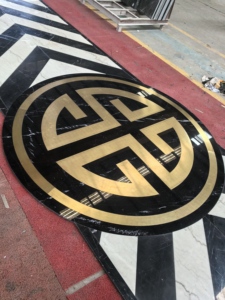 Médaillons ronds modernes polis Goldtop à motifs découpés au jet d'eau pour murs et sols d'hôtels - Product Image 1