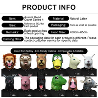 Masques en latex de tête d'animal de styles variés, accessoires amusants pour fête costumée d'Halloween, vente en gros, logo personnalisé
