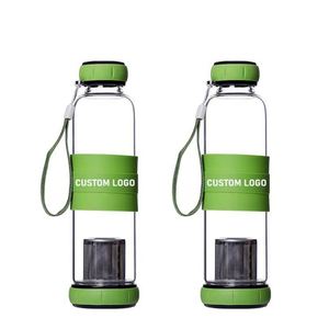 Promotion Custom Portable <b>Tea</b> Water Separation Borosilicate <b>Tea</b> <b>Infuser</b> Pumpkin Style Glass Water Bottle With Silicone Sleeve - Product Image 2