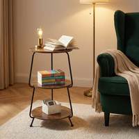 Table d'appoint/côté/cafetière moderne en métal, 3 niveaux, circulaire, étroite, avec étagère de rangement, mobilier de salon, design compact
