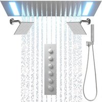 Système de douche thermostatique 2-en-1 Homedec à 5 modes, avec pommeau de douche pluie mural/plafond, deux douches murales de 6 pouces et 6 jets latéraux