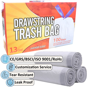 Tùy Chỉnh Kích Thước Màu Sắc Đóng Gói In Nhựa Chất Thải Rác Túi Trong Cuộn 13 Gallon Bị Rò Rỉ Bằng Chứng Rác Thùng Rác Túi Với Vẽ Chuỗi - Product Image 1