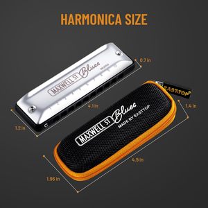 Armónica diatónica profesional EAST TOP MAXWELL ST Blues Harmonic de 10 orificios para músico - Product Image 2