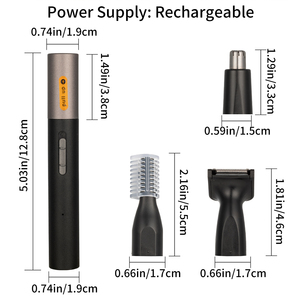 Tondeuse électrique rechargeable 3 en 1 pour le nez, les oreilles et la barbe avec batterie 500 mAh, vitesse de travail de 7000 tr/min pour la coupe des poils du visage des hommes - Product Image 2