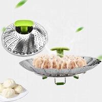 Panier vapeur pliable en acier inoxydable avec poignée en plastique, couvercle en verre à 3 couches, 3L, cuisinière électrique écologique, cuiseur vapeur pour légumes