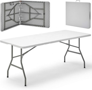 Mesa Plegable Portátil <span class=keywords><strong>de</strong></span> Plástico HDPE Blanca y Económica <span class=keywords><strong>de</strong></span> 6 Pies para Exteriores - Product Image 5