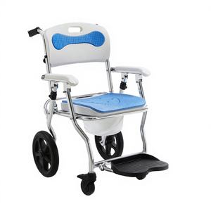 New Design Small Size <b>Commode</b> Seat Aluminum Adjustable <b>Folding</b> Shower <b>Commode</b> Wheelchair Aluminum Shower Chair with Wheel - Product Image 1