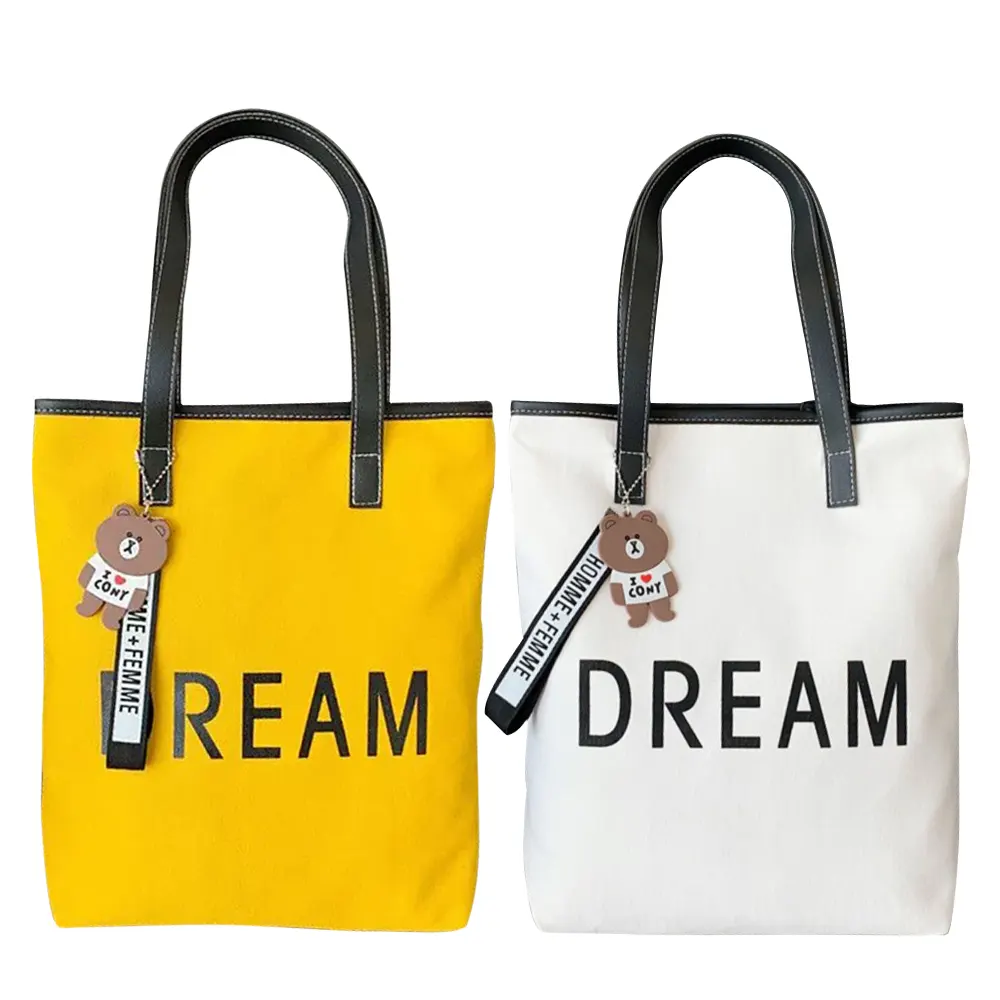 Hot Sale Reusable Canvas cotton Tote Bag Eco-friendly Shoulder Bag With Pocket Fashion Large Capacity Canvas Shopping Bag
