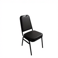 Chaise de banquet empilable en métal à dossier plat, noir royal, pour fêtes, mariages, salle à manger, extérieur, hôtel - Grande Vente