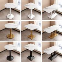 Meubles en bois modernes et simples, table ronde carrée de petite taille avec pieds en métal et plateau en marbre, tables de cuisine, de bar, de restaurant pour les cafés