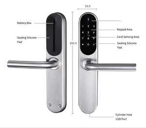 Cerradura Inteligente de PVC con Manija Dorada, Contraseña, WiFi Tuya, Código PIN Ttlock, Tarjeta M1, Cerradura Digital de Aluminio para Hotel y <span class=keywords><strong>Airbnb</strong></span> - Product Image 4