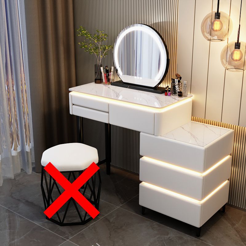 80cm White Table/Cabinet Mirror [No Stool Required]