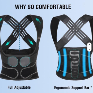 Correttore Posturale Aofit in Nylon e Cotone, Traspirante, Resistente, Regolabile, per <span class=keywords><strong>Schiena</strong></span> e Spalle, Supporto Lombare, Correzione Postura - Product Image 2