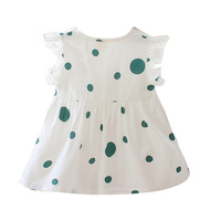 Robe d'été en coton mélangé pour bébés filles de 0 à 3 ans, jupe ronde imprimée à pois, Style coréen, pour nourrissons et tout-petits