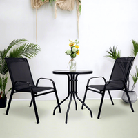 Chaises de patio d'extérieur pour usage domestique, chaise à dossier en fer forgé, fauteuil de balcon en tissu respirant, chaises empilables