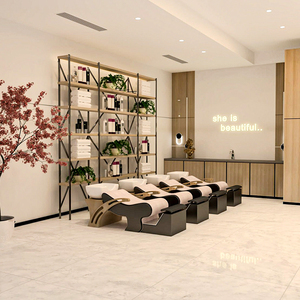 Diseño de interiores personalizado Simple moderno para barbería, salón de belleza, estación de peluquería LED, muebles, muebles personalizados para peluquero - Product Image 3