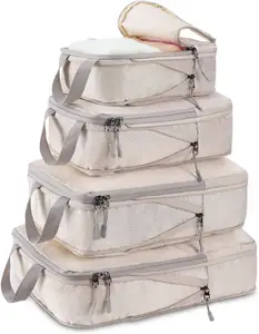 저렴한 휴대용 접이식 주최자 수하물 압축 파우치 여행 보관 의류 신발 RPT 여행 압축 포장 큐브