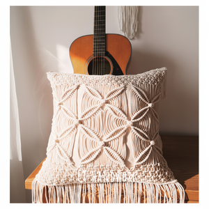Fait à la main écologique moderne Boho brodé 100% coton macramé enveloppe fermeture taie d'oreiller pour mariage décor à la maison coussin - Product Image 1