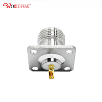 Connecteur coaxial RF N femelle 25x25mm à 4 trous, avec bride de montage sur panneau et borne à coupelle à souder