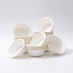 Bols jetables en pulpe végétale écologiques personnalisés avec couvercles transparents, compatibles micro-ondes, 12 oz, pour usage domestique - Product Image 1
