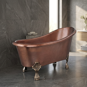 Bañera Ovalada de Lujo Independiente con Patas de Cobre y Diseño Decorativo para Baño y Spa - Artesanía India para Adultos - Product Image 1