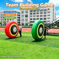Jeux gonflables géants de course de pneus pour team building extérieur, aires de jeux gonflables géantes, jeux pour adultes, jeux gonflables pour festivals